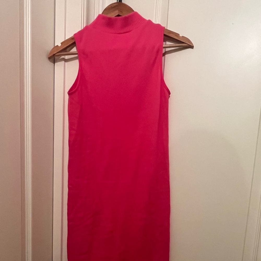 Vibrant Pink Ribbed Bodycon Dress - Picture 2 of 5